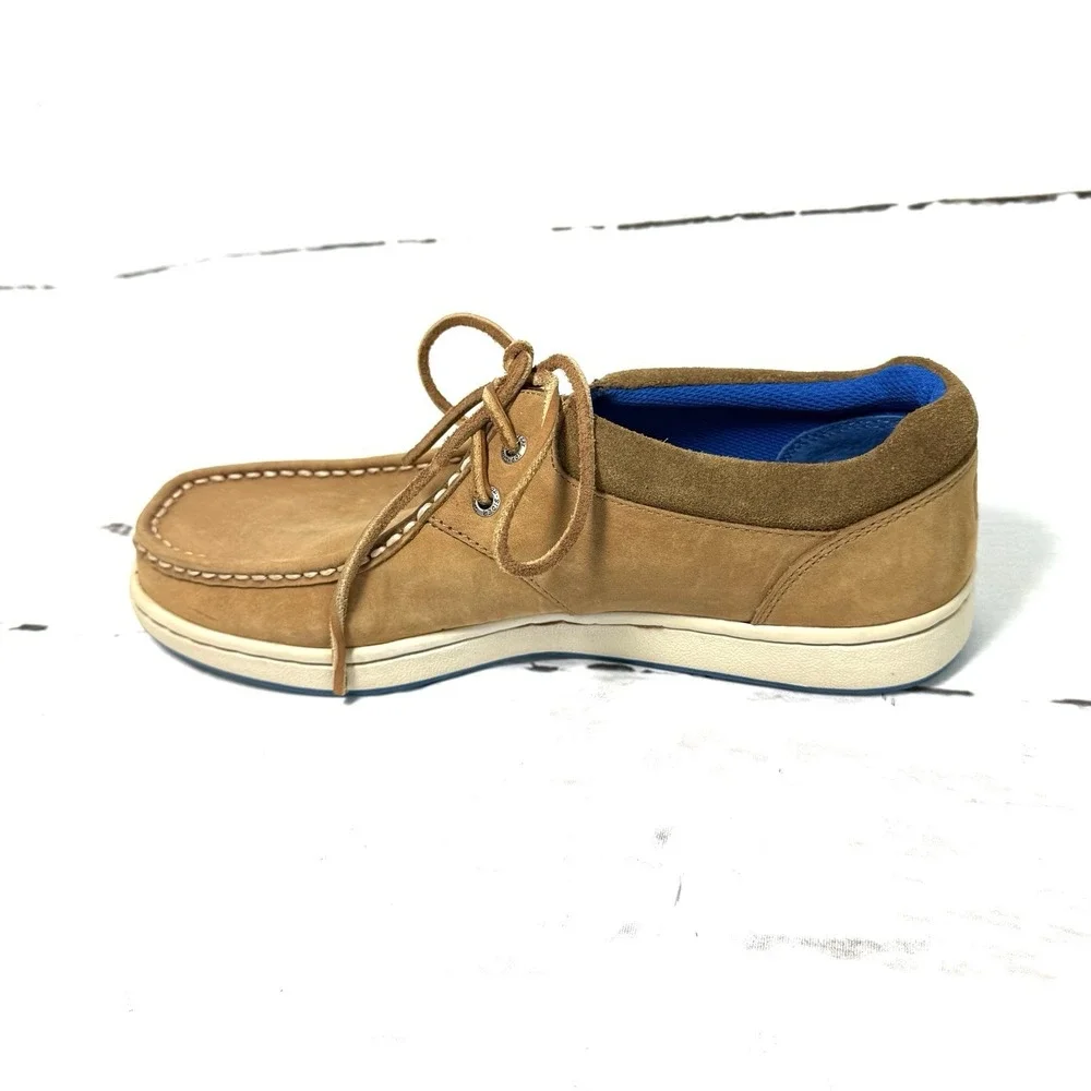 Sperry Gold Cup 2-Eye Boat Shoes Men's 10.5M Tan Nubuck Moc Toe Lace Up Casual